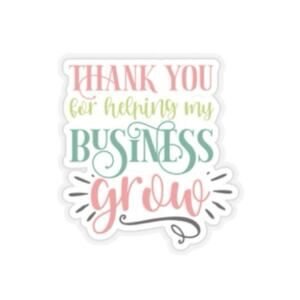 50 Count Business Growth Thank You Stickers Transparent Handmade
